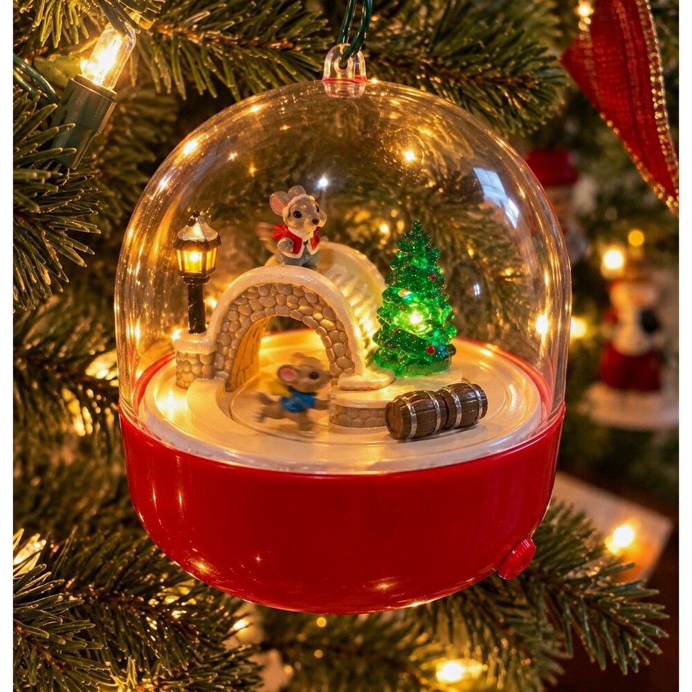 Hallmark Keepsake Mice Ornament Jumping for Joy Light & Motion 1995 Plastic